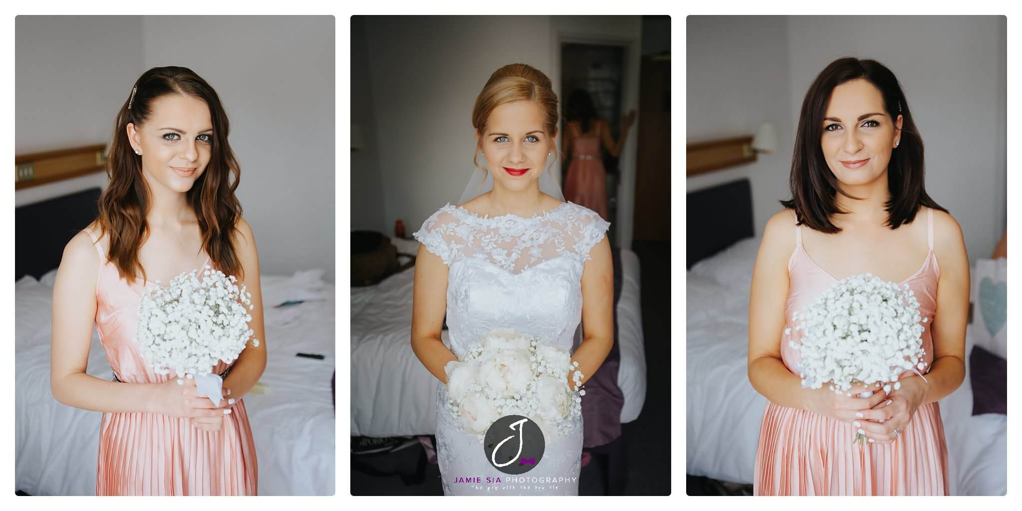 Beautiful trio bride with bridesmaids Yorkshire Wedding