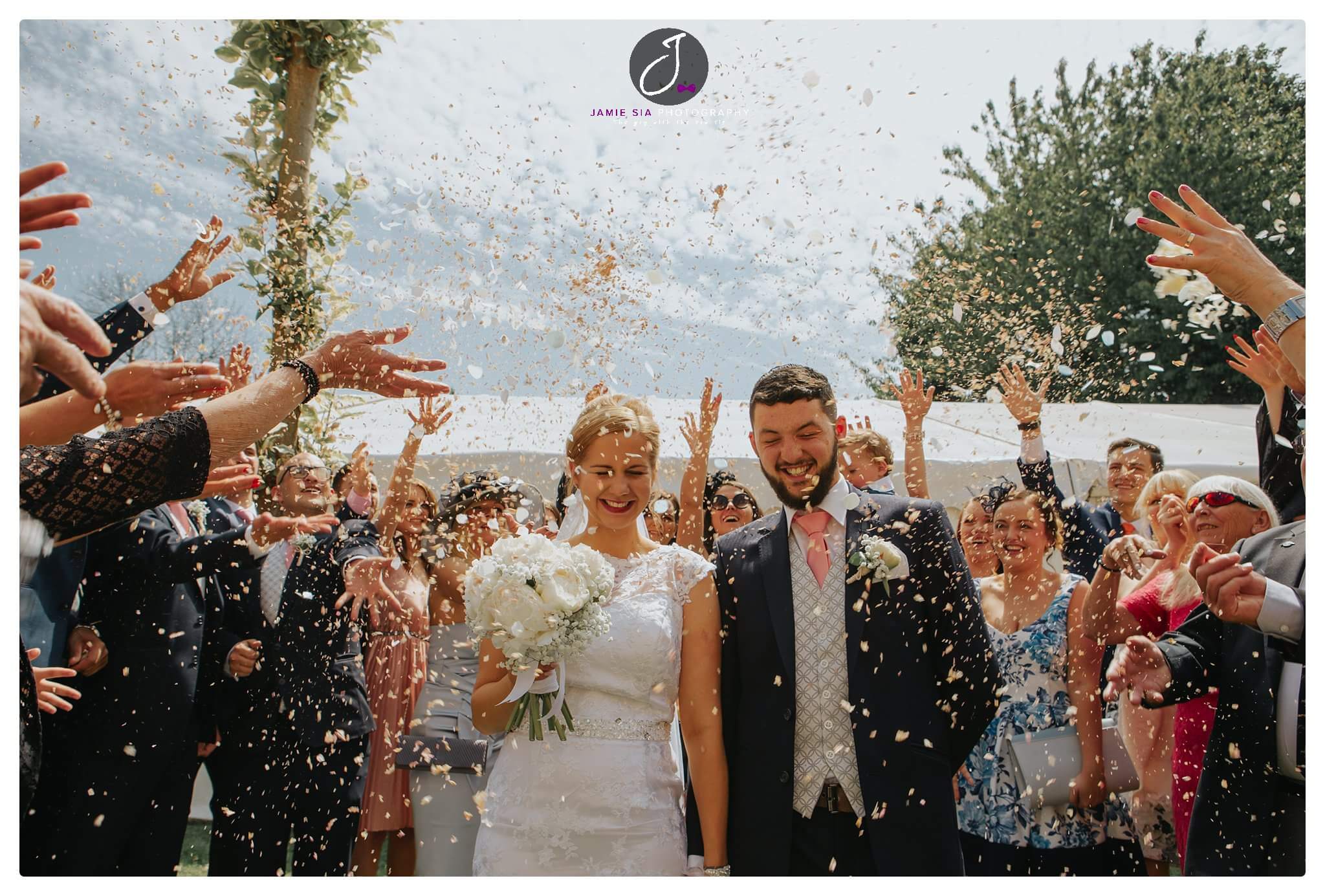 Confetti shower at Yorkshire Wedding Photographer Jamie Sia Photography