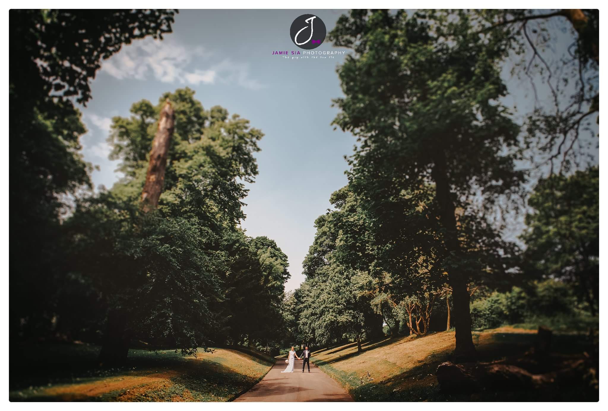 Beautiful natural woodland wedding portrait at Holmfield Arms Yorkshire