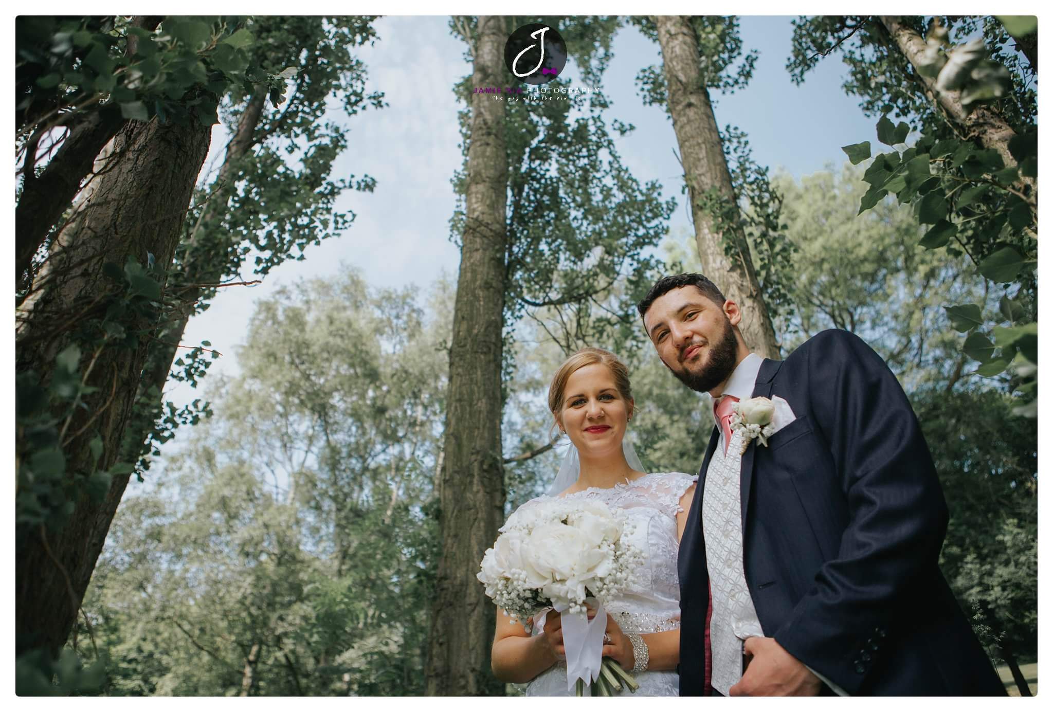 Woodland wedding portrait Yorkshire 