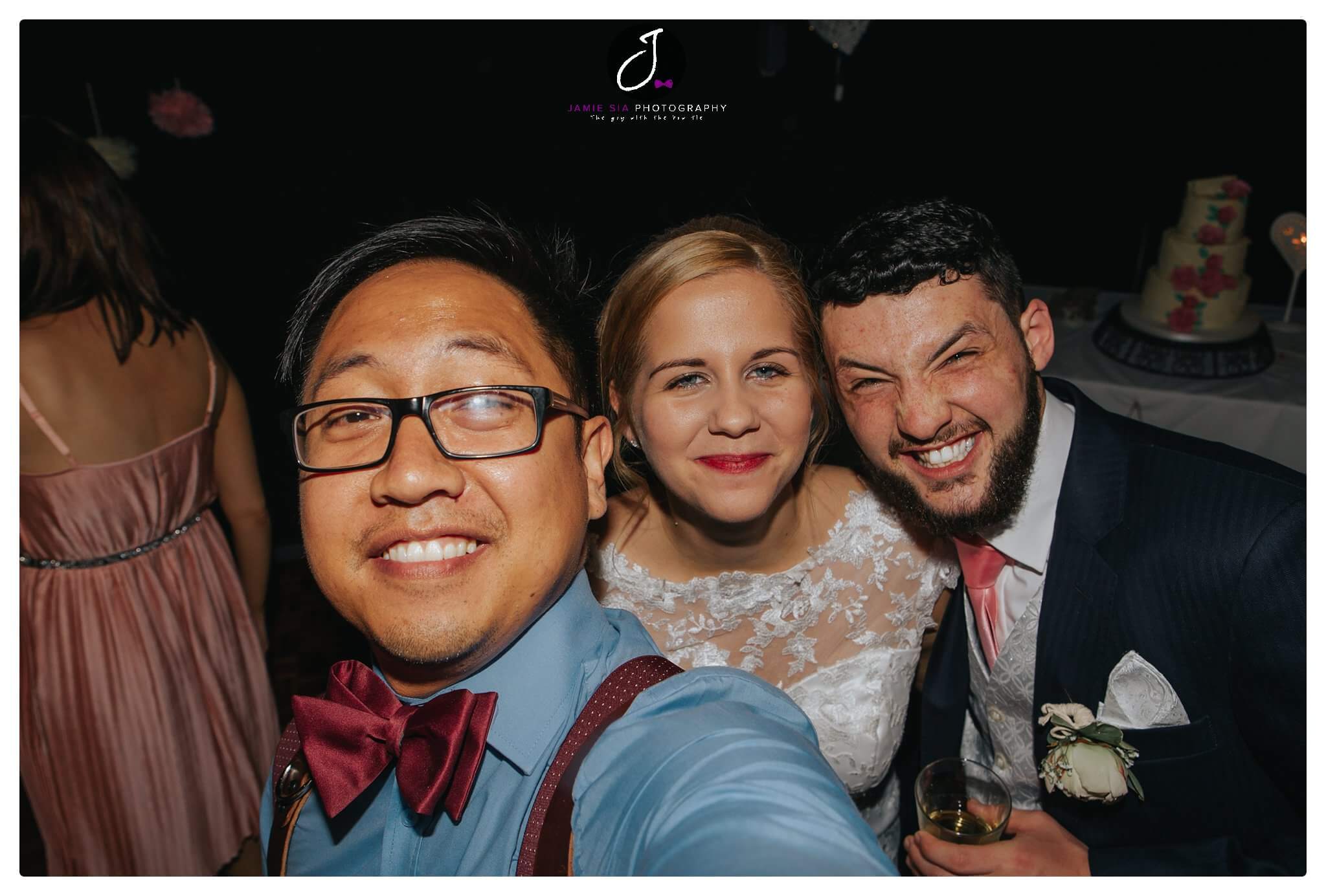 Fun bride and groom selfie Yorkshire wedding Jamie Sia Photography